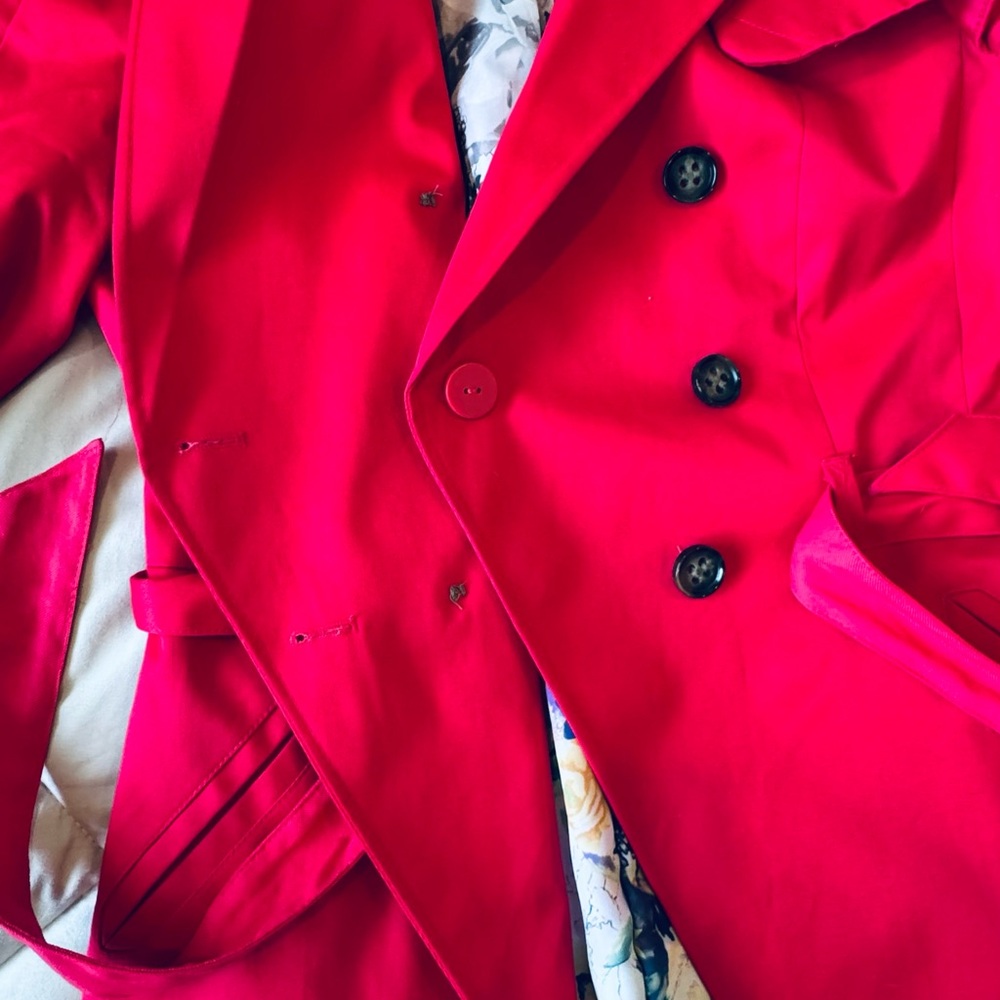 H&M Double Breasted Pink Short Trench Coat Jacket Size US10 EU40. Fits like a 6 - Picture 4 of 8